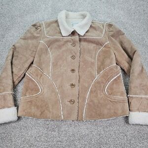 Kim Rogers‎ Women's Tan Sherpa Lined Faux Suede Jacket Size L Western Ranch